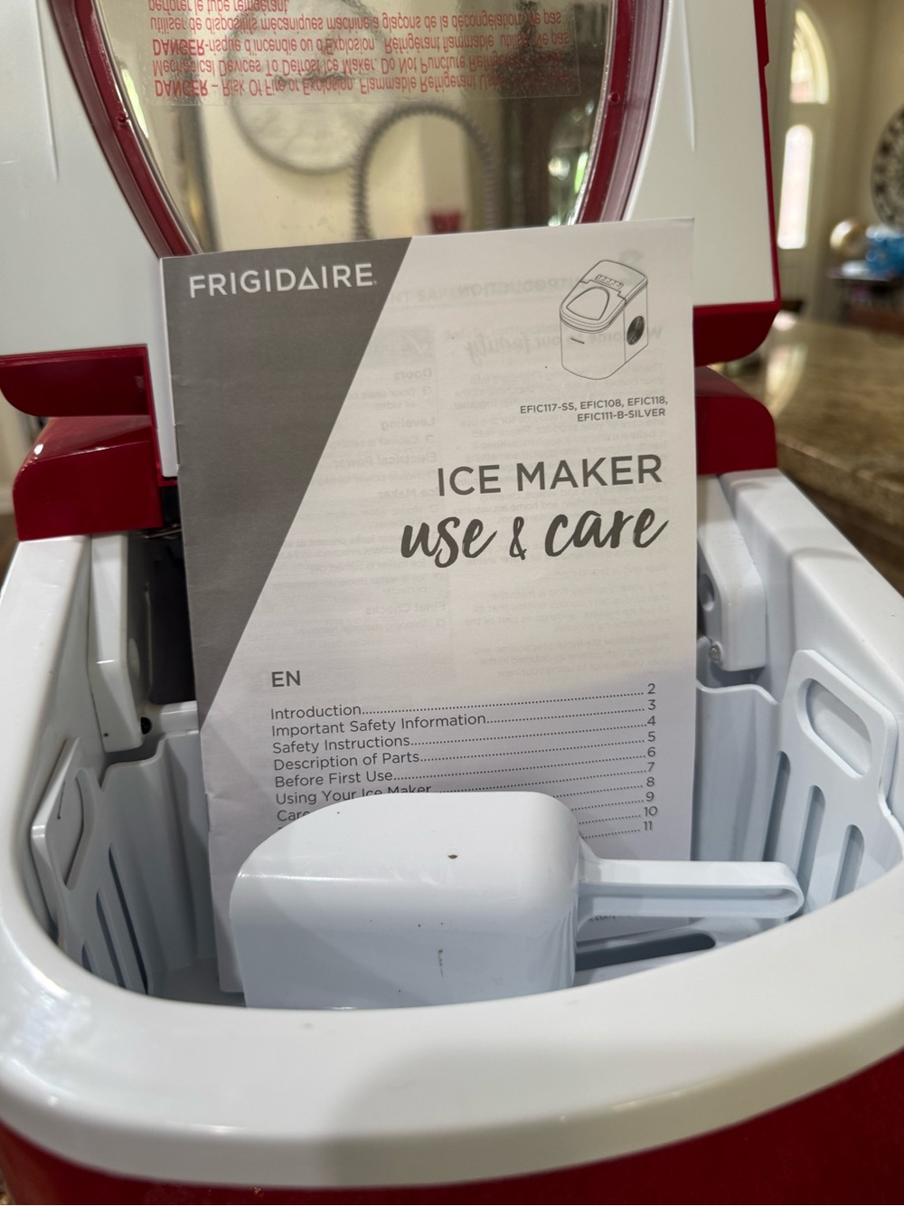 Frigidaire Red & White Portable Countertop Ice Maker